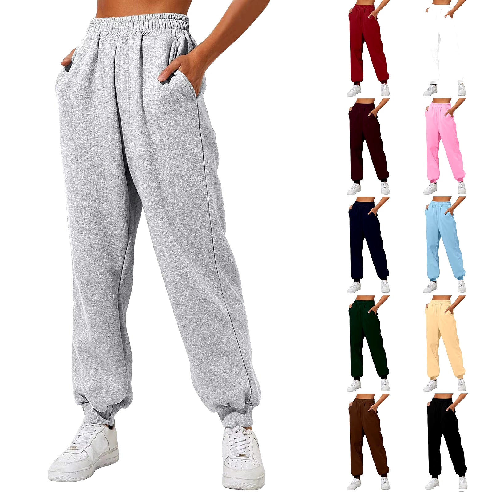 Women’S Fleece Lined Sweatpants Wide Straight Leg Pants Bottom Winter Warm Pants Daily Casual Jogger Sweatpants Sports Trousers